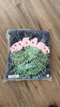 sp5der hoodie size small , navy blue with pink and green