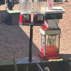 Vintage Double Quarter Candy Machine And Popcorn Machine 