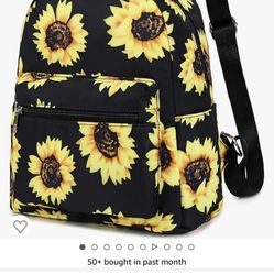 Christmas Gift!Mini Backpack Girls Cute Small Backpack Purse for Women Teens Kids School Travel Shoulder Purse Bag (Black Sunflower, 1 Pcs)