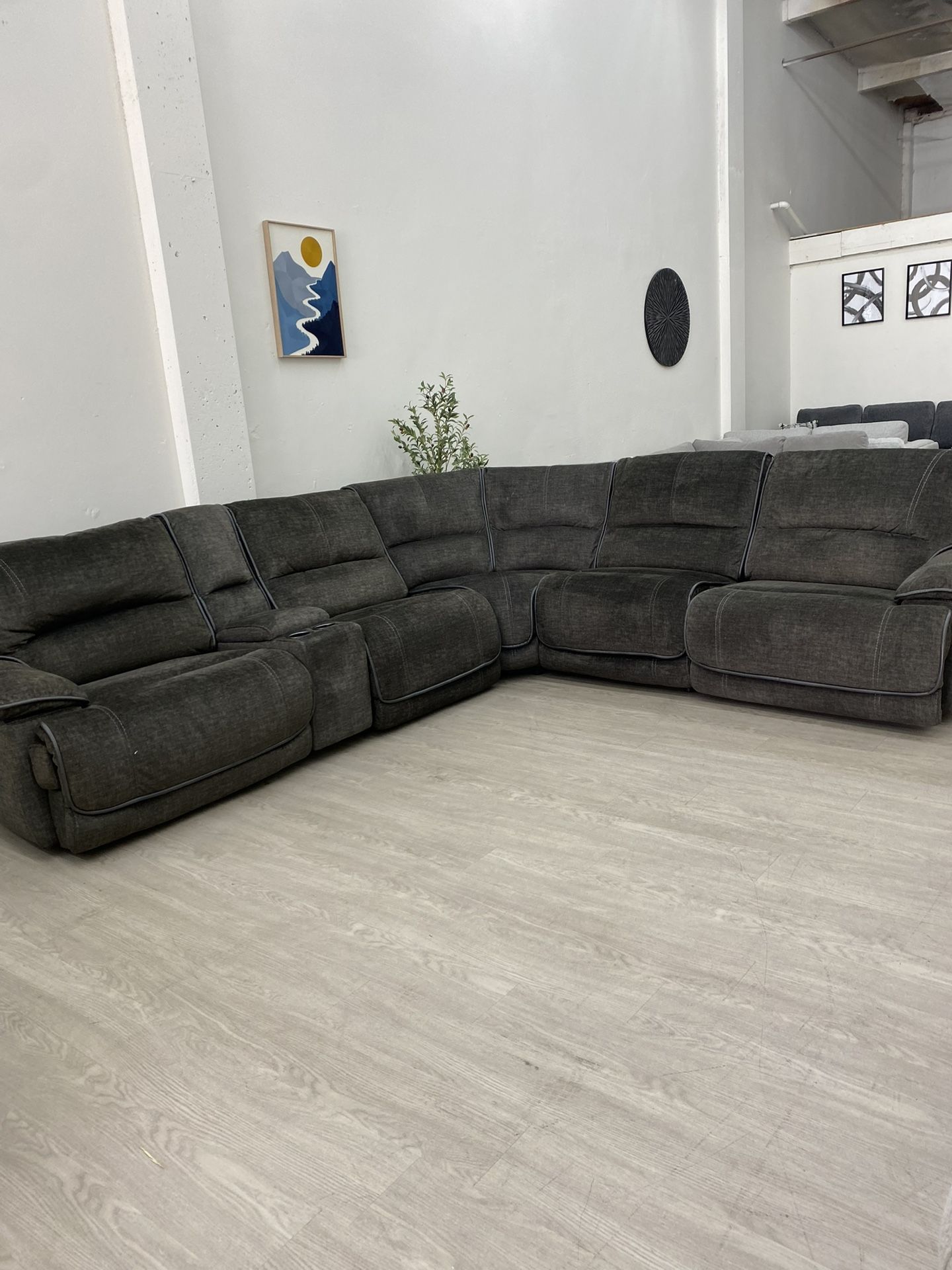 Redding 6-Piece Fabric Power Reclining Sectional Couch With Power headrest