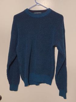 Vintage 90s Claybrooke Knit Sweater Men’s Large Textured Teal/Green