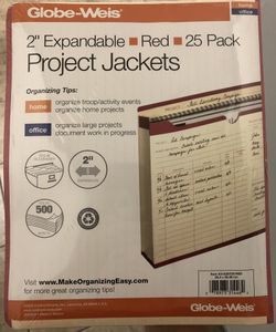 2” Expandable File Jacket Folder, 25/Pack (Blue, Green, Red)