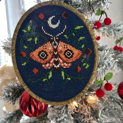 Handmade Embroidered Moth (Wall Art) 