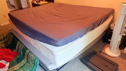 California King Bed + Box Spring & Steel Frame + Topper