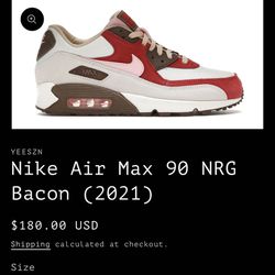 Nike Air Max 90 Bacon 7 Men, 12 Men Brand New