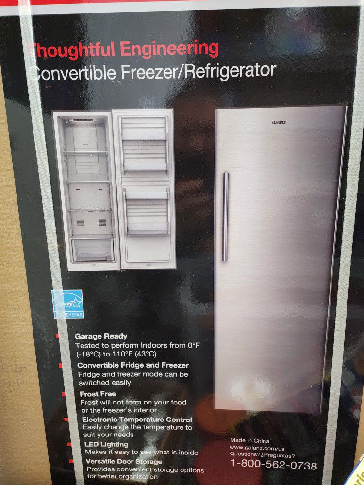 Galanz 11 cu. ft. Convertible Upright Garage-Ready Freezer Refrigerator 