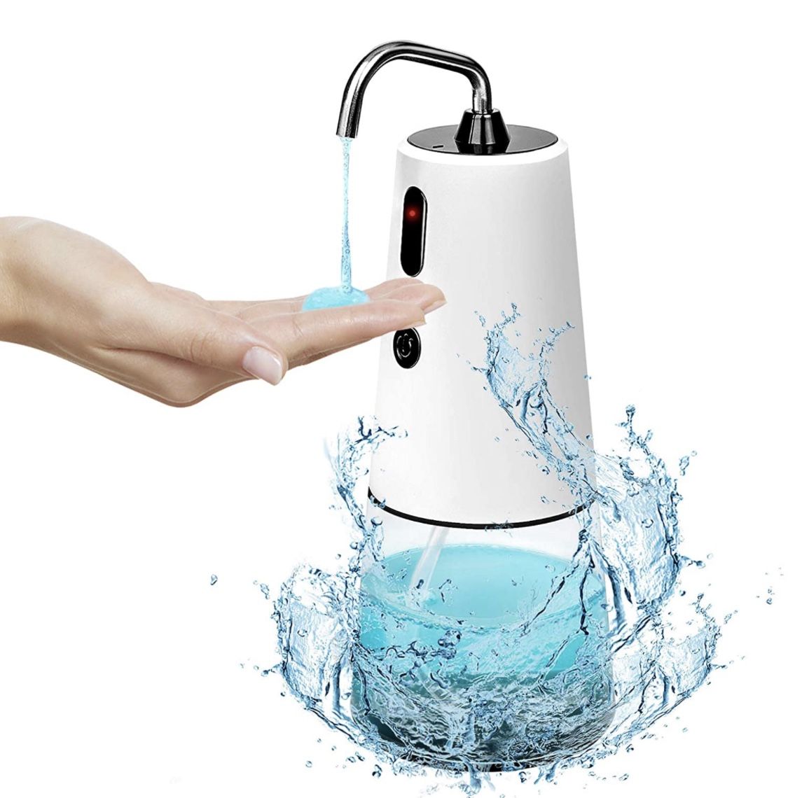 MEFASO Automatic Sanitizer Dispenser, 8.45 oz. Touchless Liquid Soap Dispenser, w/Infrared Motion Sensor Stainless Steel Nozzle, Rechargeable, Incl. A