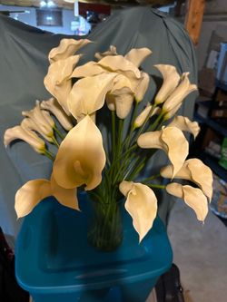 Artificial Flowers in Glass Vase