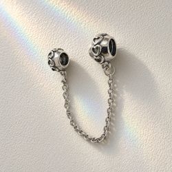 Pandora Heart Bead Safety Chain – Sterling Silver