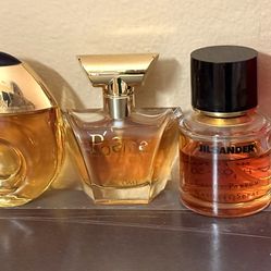 Set Of 4 Perfumes And Atomizer Glass Red Bottle 