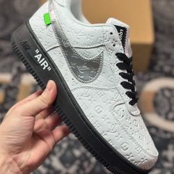 L.ouis V.uitton x Nike Air Force 1'07 LV8 Low BlackWhiteLV Monogram