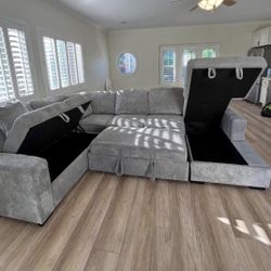 New X-Large Sleeper Sectional Couch With Storages And USB / Free Delivery 