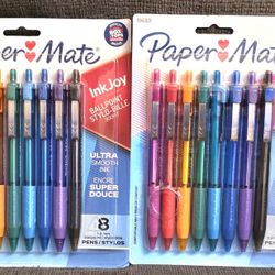 (2) Paper Mate InkJoy Retractable Ballpoint Pen, 1.0 mm, Assorted Colors, 8 Count