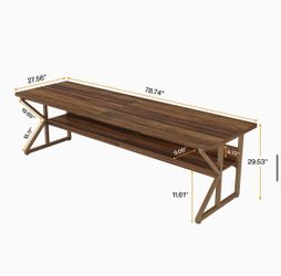 Wood and Metal Two-Tier Desk