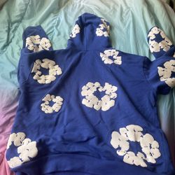  Large Blue And White Denim Tear Pullover