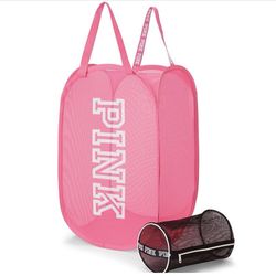 Vs Pink Laundry hamper and beauty pouch