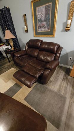 Ashley Furniture Leather Burgandy LoveSeat Couch