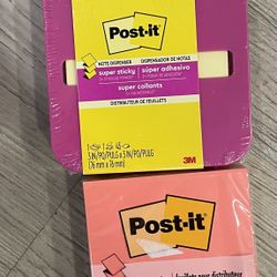 New ~ Post It Note Dispenser Black Square Non Weighted with Dispenser Note Refill Pads