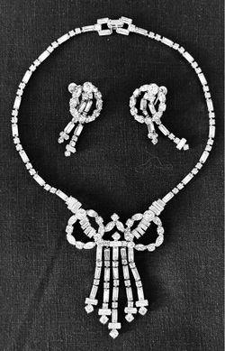1950’s Rhinestone Necklace and Earrings