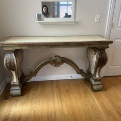 Beautiful Set Painted Furniture Console Table And Curio Cabinet