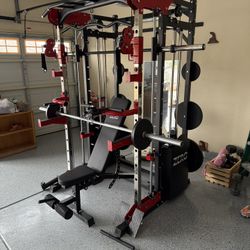 Smith Machine 200 | Adjustable Bench | 245lb Cast Iron Olympic Weights | 7ft Olympic Bar | Fitness | Gym Equipment | FREE DELIVERY/INSTALLATION 🚚 🛠️