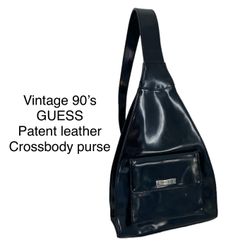 VTG 90’s Guess Black Patent Leather Crossbody Purse