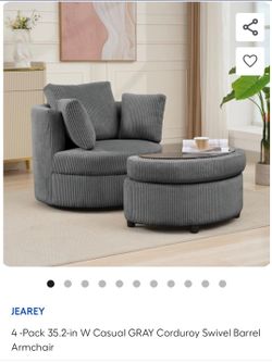 Jeary 32.5-in W Casual Grey Corduroy Swivel Barrel Armchair