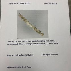Mans 14k Gold Bracelet For Sale 
