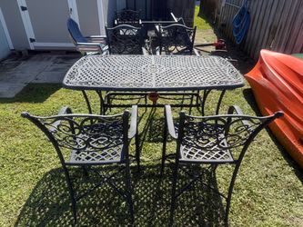 Outdoor Patio Dining Set – Metal Table + Chairs