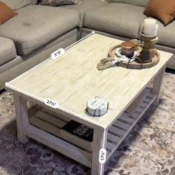Cream Wood Coffee Table 