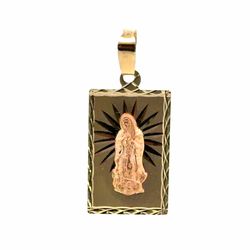 Men’s or Women’s 14k Two Toned Rose Yellow Gold 1.25” Inch Rectangular Our Lady of Guadalupe Pendant for Necklace GP3135436
