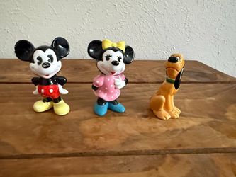 Vintage Walt Disney Productions Japan Ceramic Mickey Minnie Pluto Figurines Lot