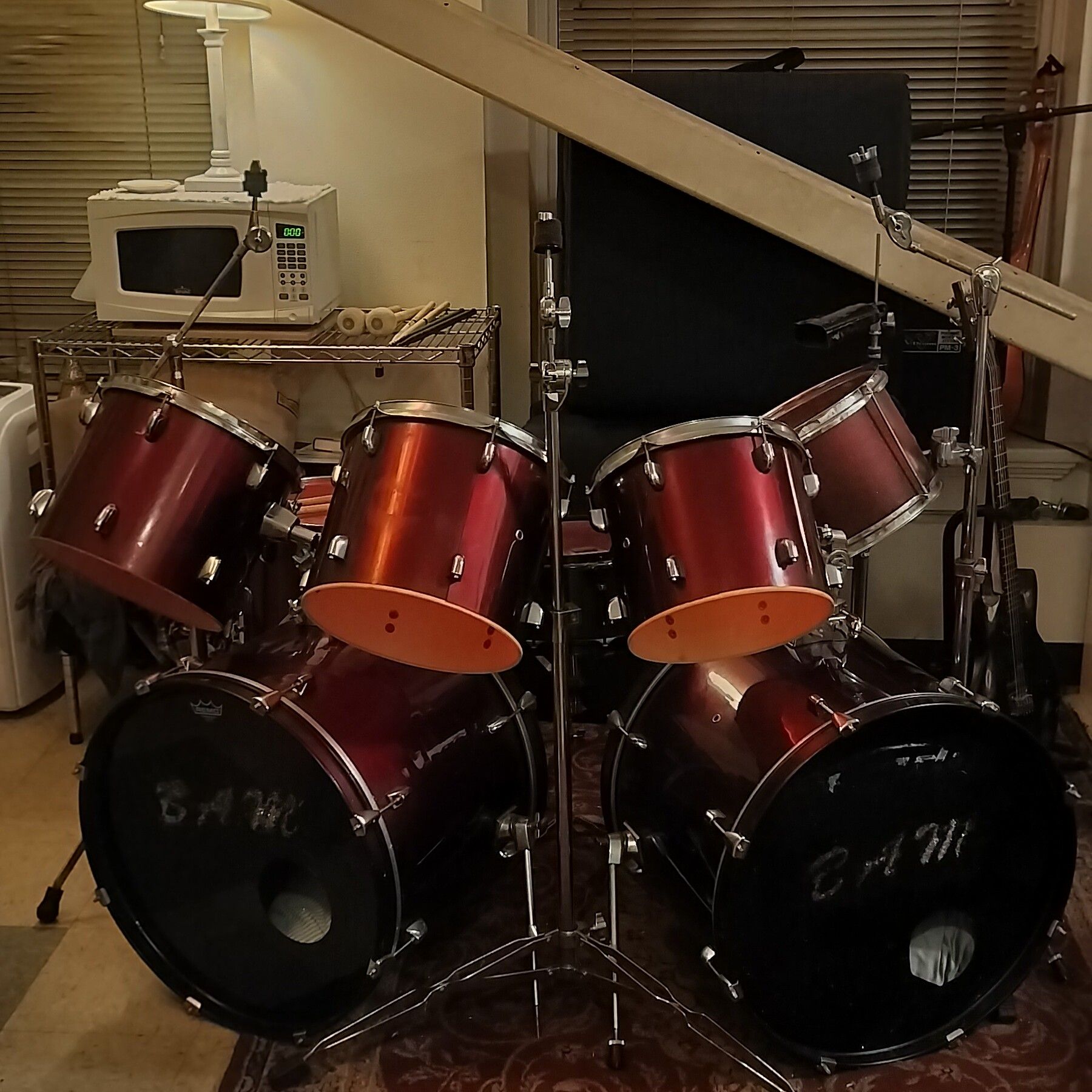 Double Bass Drum Set Red Wine