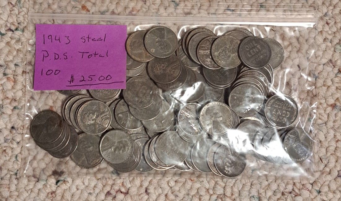 Wheat Pennys 1943 P.D.S Total of 100