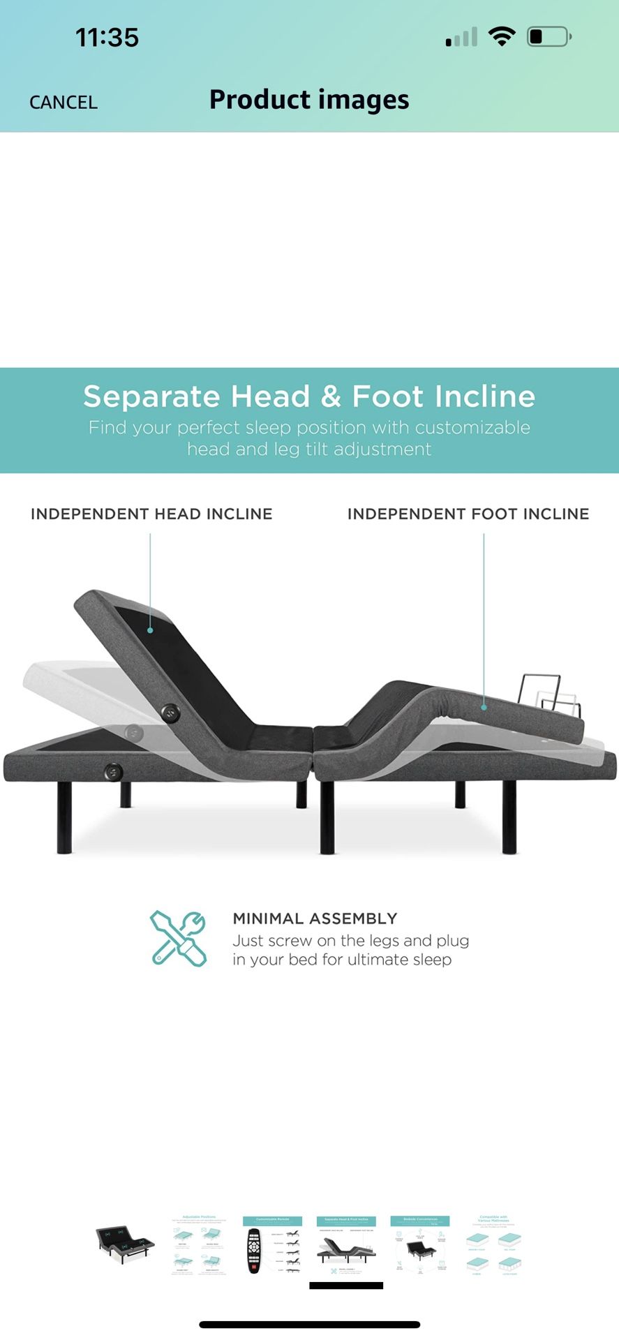 Power BOB’s Furniture Elite Queen Adjustable base. Come With Remote. Foot Incline