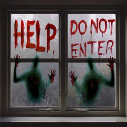 Brand New 2PCS Halloween Giant Bloody Window Poster Clings Party Decoration Haunted House Door Cover Decor