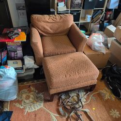 Fabric Arm Chair And Ottoman