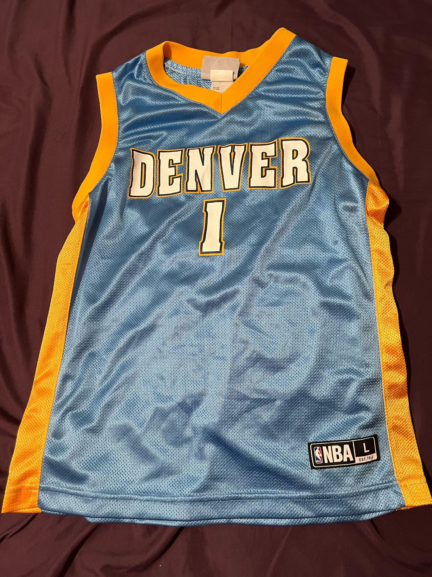 Men's Vintage Adidas Denver Nuggets Chauncey Billups Blue Swingman Jersey children’s Large (12-14)