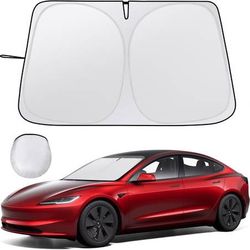 new Car Windshield Sunshade for Tesla Model Y/3 - Folding Front Window Sun Shade Cover with Upgraded UV Protection Fabric, Professional Accessories fo
