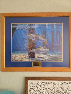 "AMBUSH" artist proof framed print 33" x 27" Snook saltwater fish fishing