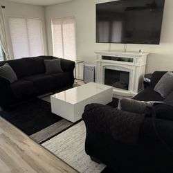 Ashley Furniture Darcy Black Sofa Set (2)