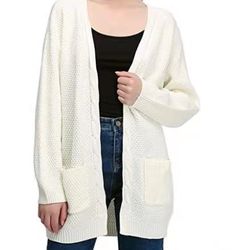 JCBABA Womens Casual Long Sleeve Open Front Boho Knit Cardigan Sweater Outerwear with Pocket