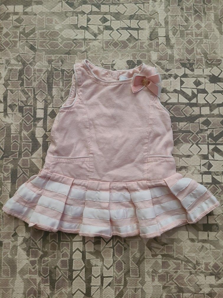 Camilla Pink Girls 24M Formal Dress with Rose Buttons and Frills