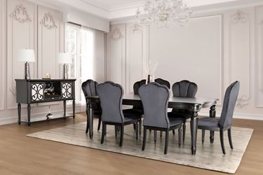 Dining set 7 pc Black Finish, Black Velvet, New Especial price