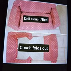 Child's Toy Couch/Fold-out Bed for Pretend Play w/ Dolls