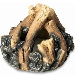Barton Ceramic Bonefire Style Firepit Decoration Wood 15" Fire Log Realistic Logs for Indoor and Outdoor

