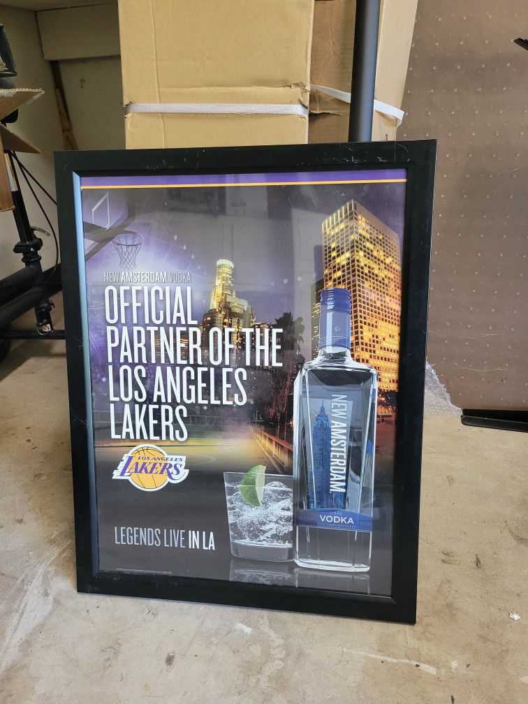 Los Angeles Lakers New Amsterdam Vodka Collab Poster Framed, 26¼"in x 20¼"in
