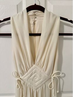 Vintage Cream Sleeveless V-Neck Dress