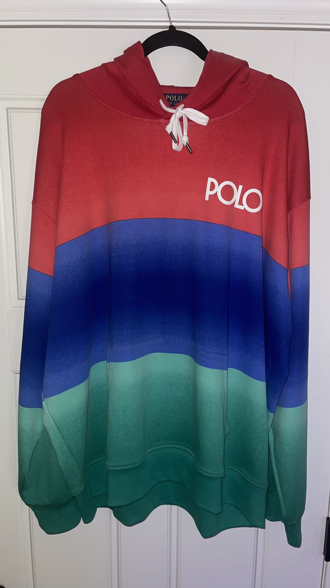 BRAND NEW Polo Ralph Lauren Hombre Striped Spellout Pullover Hoodie Mens Size XL