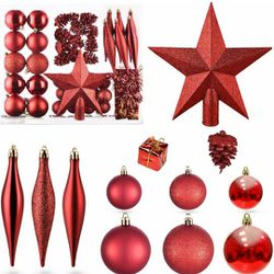 50 Pack Christmas Tree Ornaments Set, Shatterproof Christmas Balls Ornament for Tree Decoration with Reusable Hand-held Gift Package, Indoor/Outdoor H